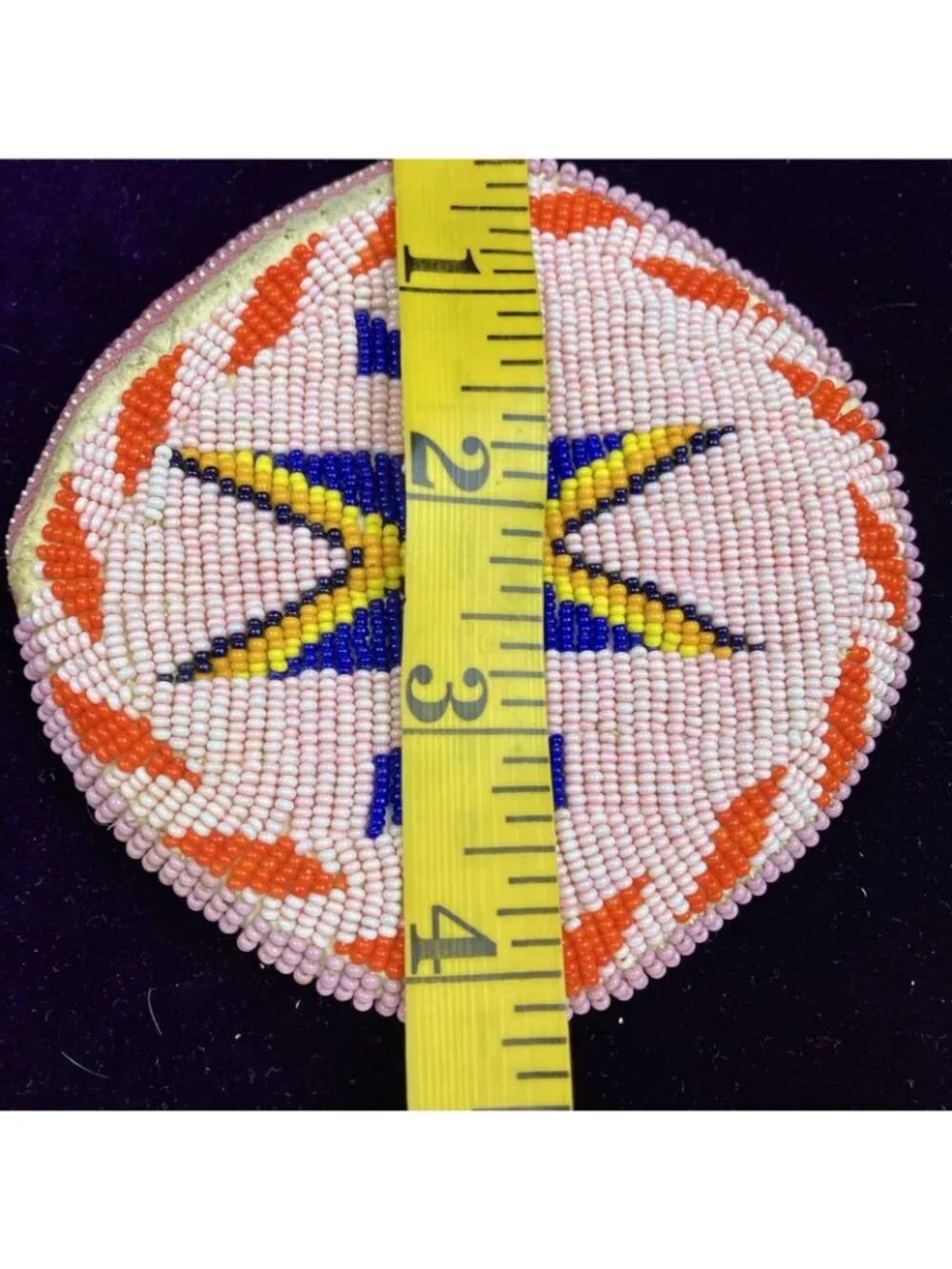 Vintage 1940s Plains Indian Seed Bead Bead Zip Pouch Bag 40s pink Tones